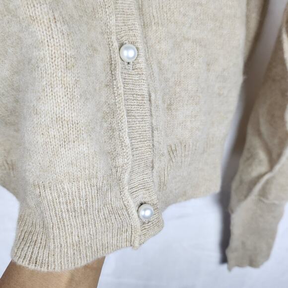Free People 100% Cream Cashmere Dainty Pearl Button Cardigan Ballet Girly Size S - Picture 5 of 8